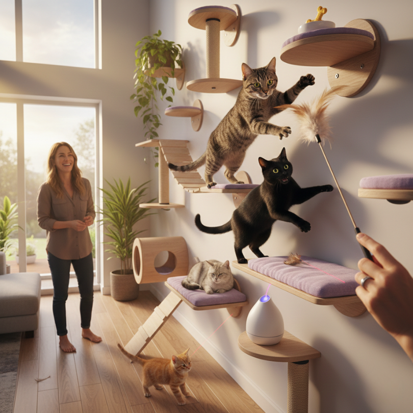 Cómo Incentivar a un Gato Perezoso a Usar Sus Muebles de Pared | Michis Shop 4 El Poder de los Incentivos Golosinas Juguetes y Feromonas