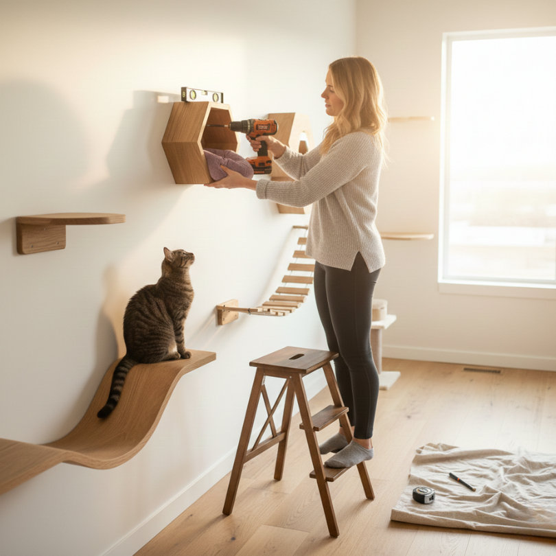 Altura Ideal para Repisas de Gatos: Seguridad, Visibilidad y Catificación 1 La Seguridad ante todo Prevenir caidas y asegurar un acceso facil 2