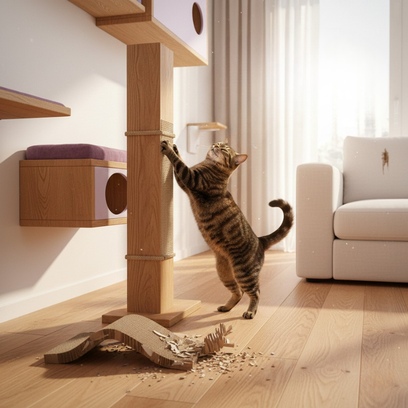 Por Qué Tu Gato Prefiere Rascadores de Madera Sobre Cartón Por Qué Tu Gato Prefiere Rascadores de Madera Sobre Cartón