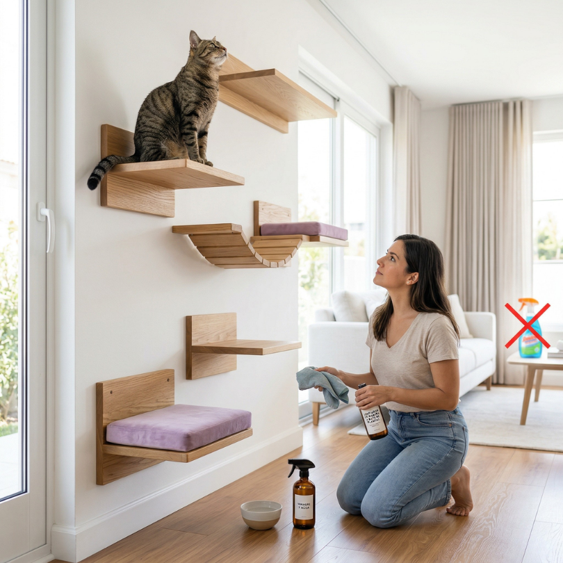 Cómo Limpiar y Desinfectar la Madera de Tus Gimnasios Felinos Sin Olores Fuertes - Guía Michis Shop