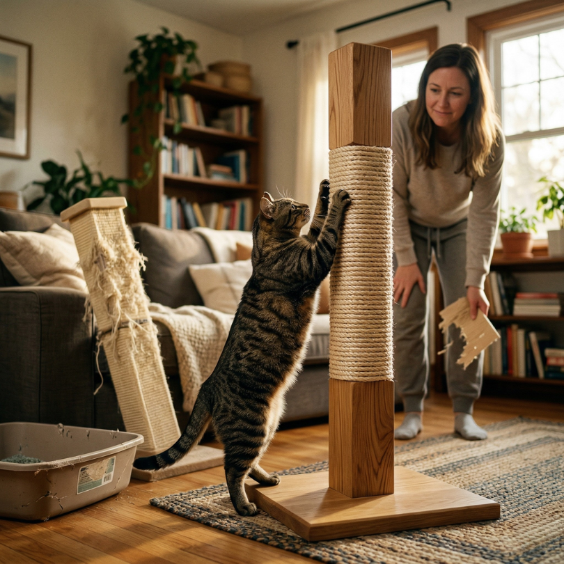 Michis Shop: Por qué preferir madera sobre plástico - Durabilidad, Sostenibilidad y Catificación Superior 1 Resistencia natural Enfrentando el día a día felino