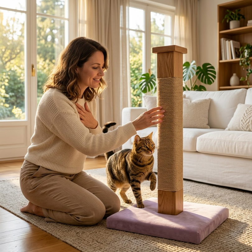 Adiós al Rascado de Sofás: Guía Definitiva Michis Shop para tu Gato y su Rascador Ideal 7 Demostración y Asistencia Suave 'Enséñale' con Cuidado