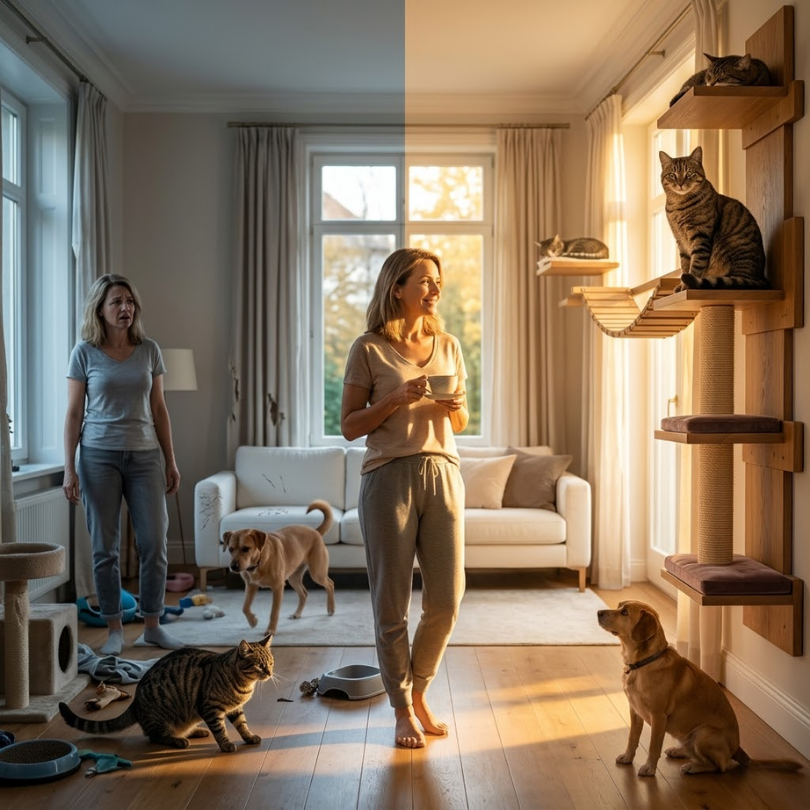 Cómo Usar Gimnasios de Pared para que tu Gato Escape del Perro: Soluciones Michis Shop 3 La importancia vital del espacio vertical para la seguridad y bienestar del gato