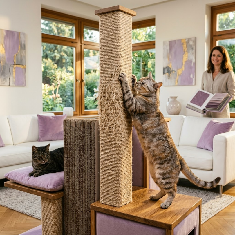 Adiós al Rascado de Sofás: Guía Definitiva Michis Shop para tu Gato y su Rascador Ideal 3 Texturas y Materiales La Experiencia Sensorial que Atrae y las telas personalizadas