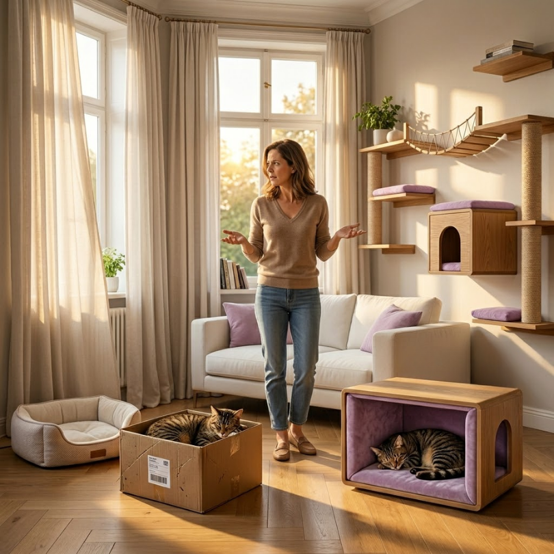 ¿Por qué los gatos aman dormir en cajas dentro de sus módulos? | Michis Shop 1 ¿Por qué los gatos aman dormir en cajas dentro de sus módulos