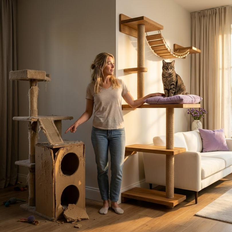 Madera maciza vs. MDF ¿Cuál es el mejor material para muebles de gatos