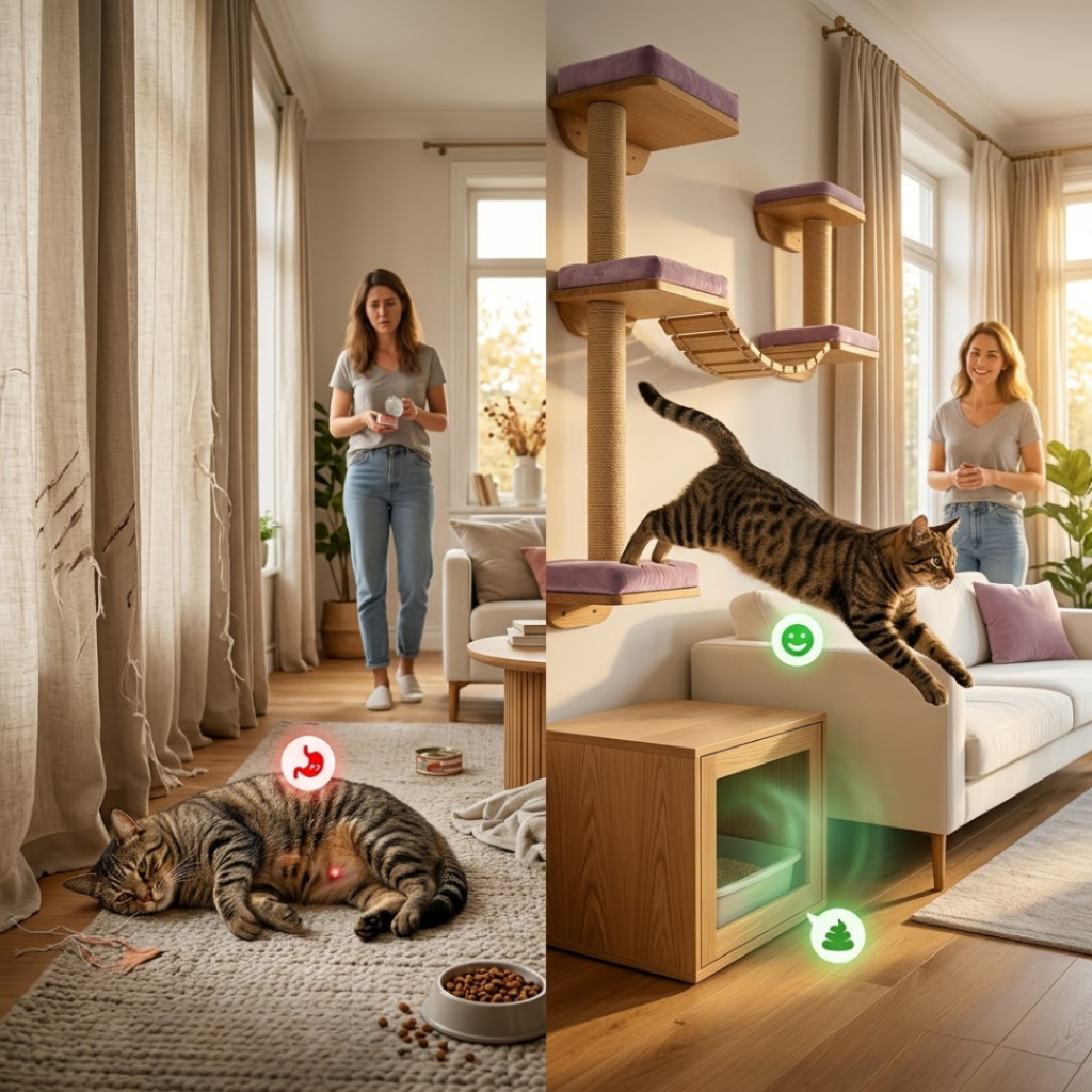 Impacto del Juego Vertical en la Digestión y el Tránsito Intestinal de los Gatos