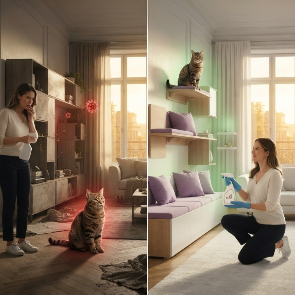 Cómo realizar la limpieza de módulos y mobiliario felino tras el Calicivirus