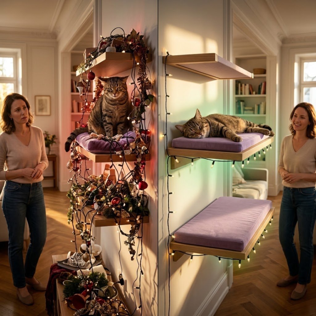 Decoración segura: Luces y guirnaldas en los módulos de Michis Shop 3 Diseno inteligente para felinos exigentes