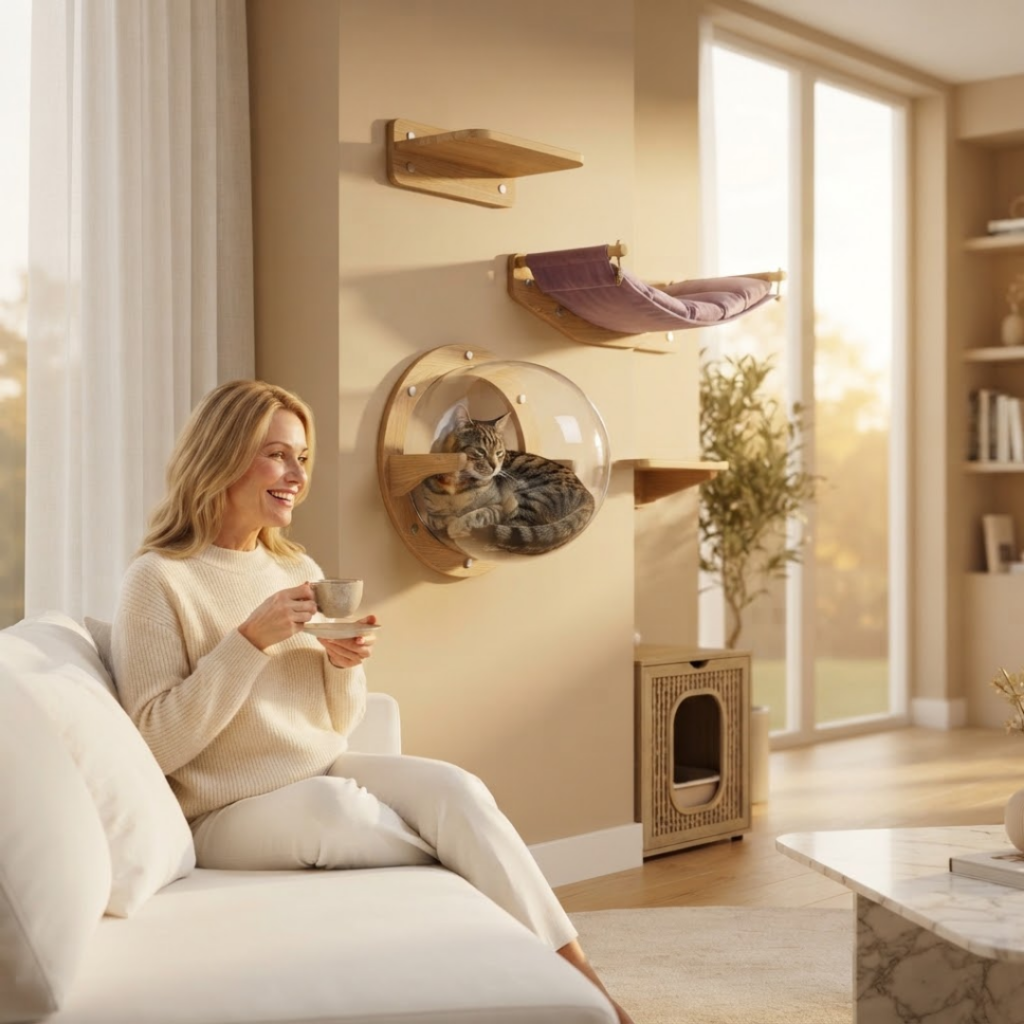 Módulos transparentes: Por qué los gatos aman las cúpulas de acrílico 3 Elegancia invisible que no satura tu sala